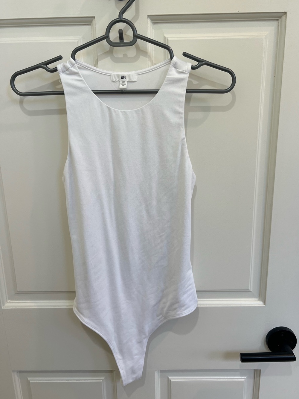 BP. High-Neck White Snap-Close Bodysuit